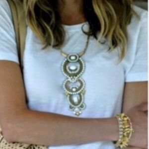Stella And Dot Havana Gold White Convertible 3 in 1 Statement Necklace Sold Out